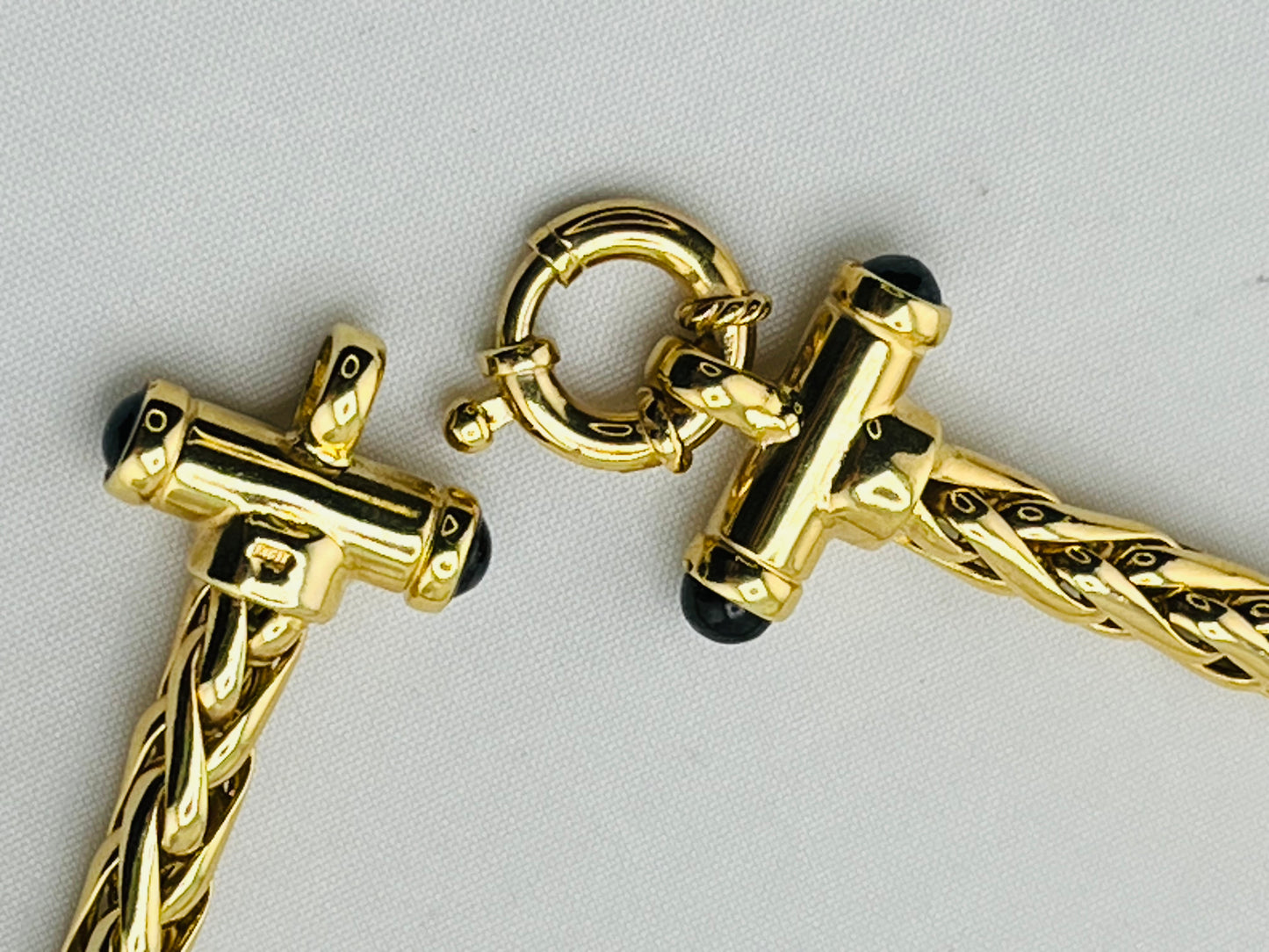 Italian 14KT Yellow Gold 5MM Franco Chain necklace With Black Onyx Springring Clasp