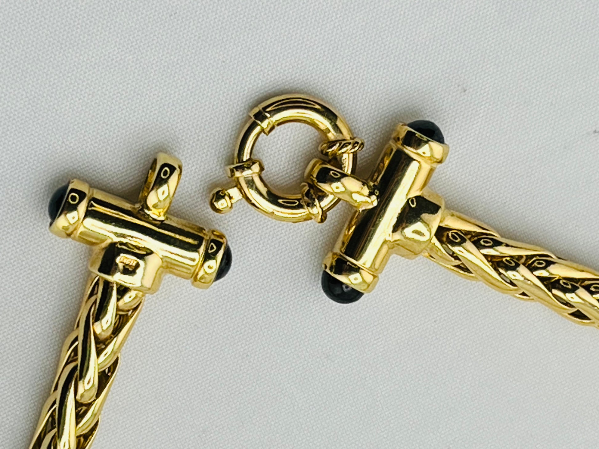 Italian 14KT Yellow Gold 5MM Franco Chain necklace With Black Onyx Springring Clasp