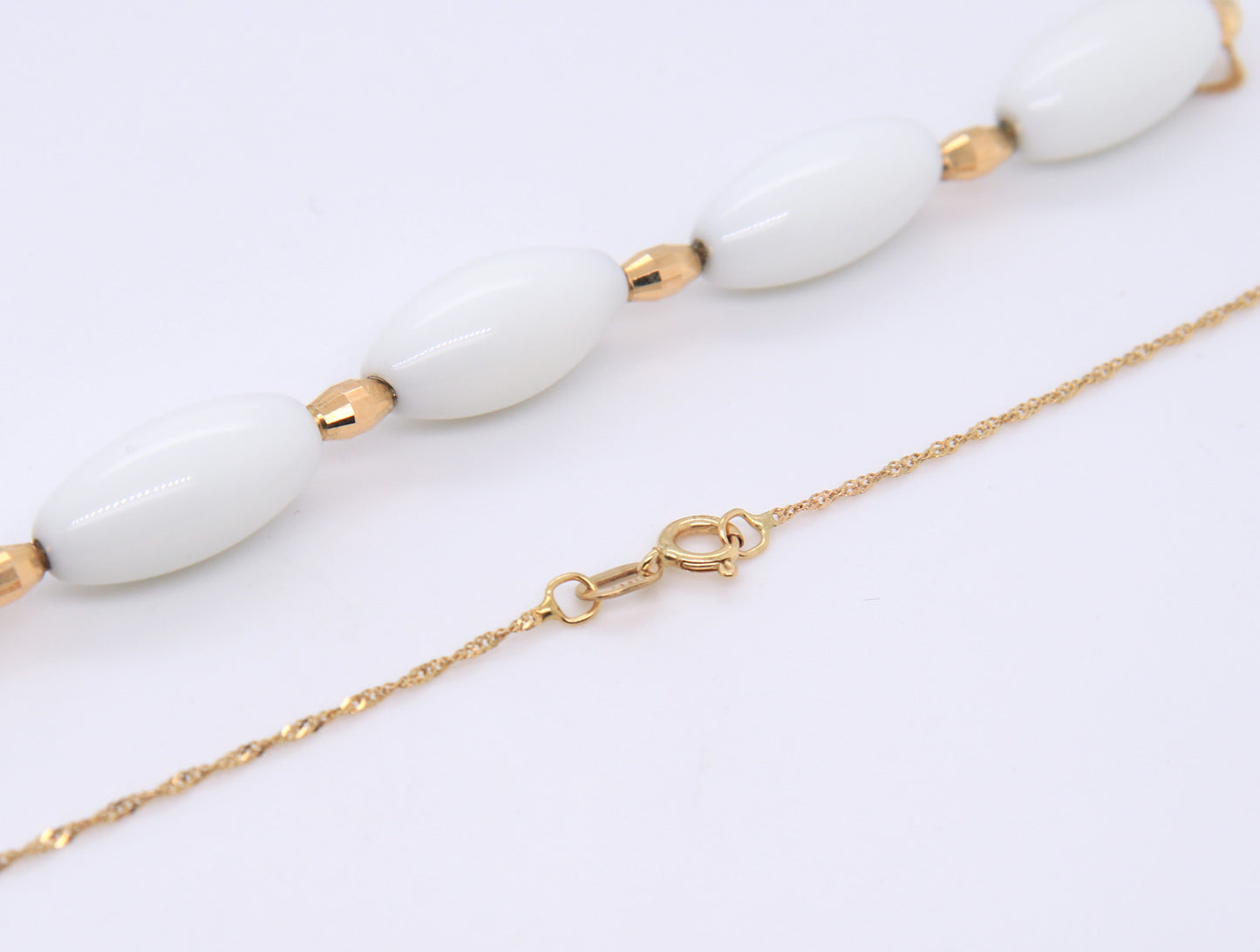 Italian 14KT Yellow Gold White Beads Necklace
