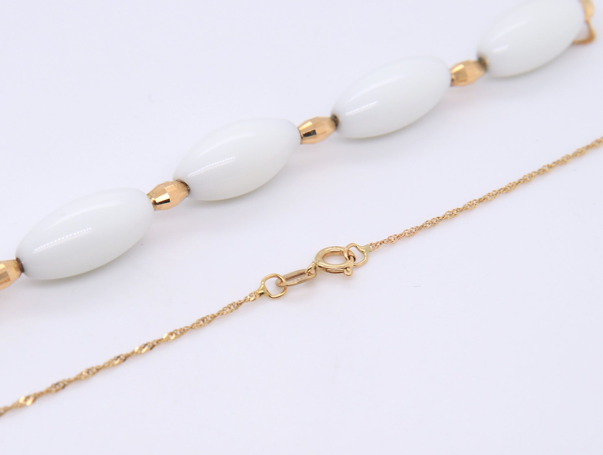 Italian 14KT Yellow Gold White Beads Necklace