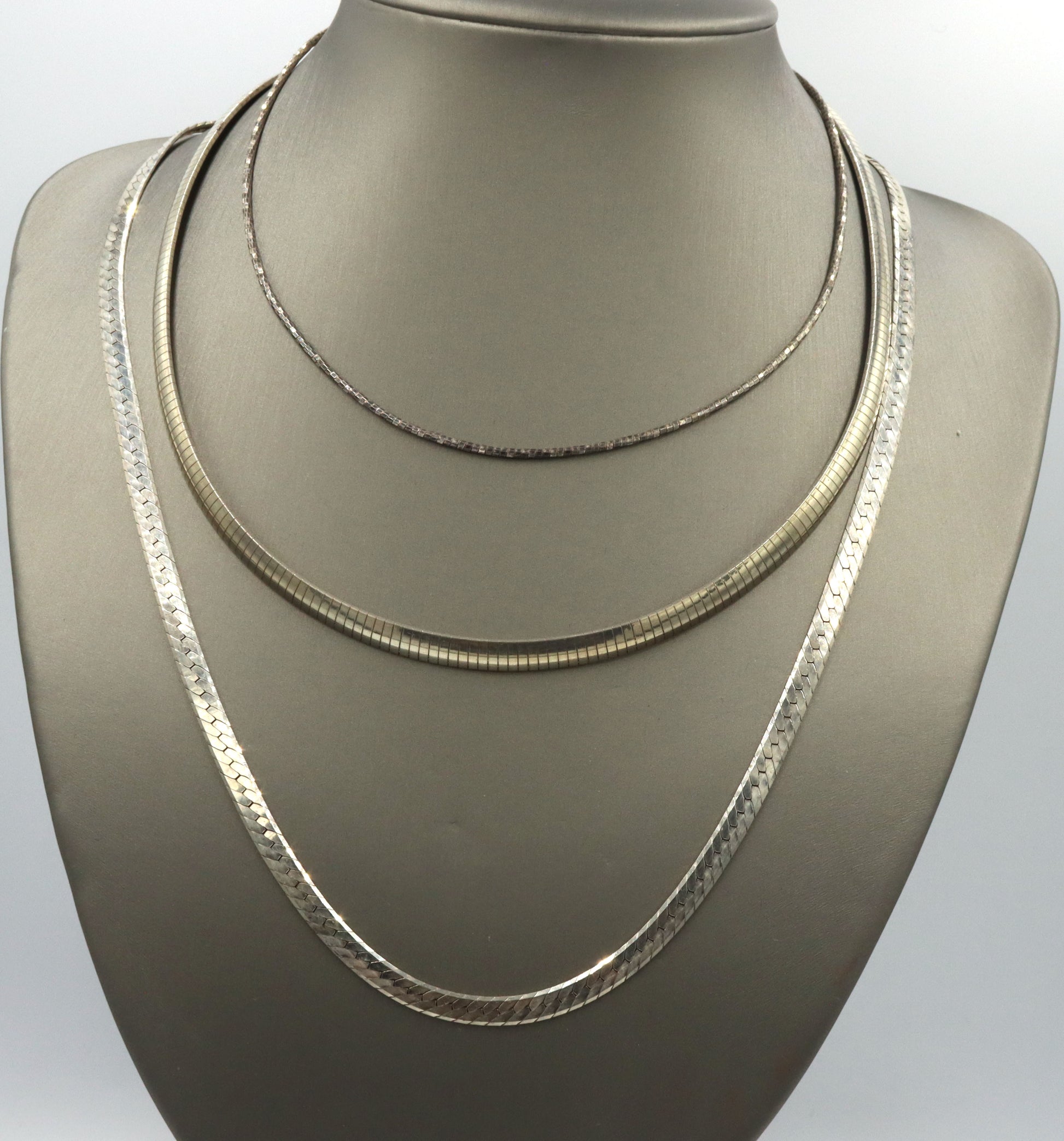 Group lot of 3 vintage 925 sterling silver chains