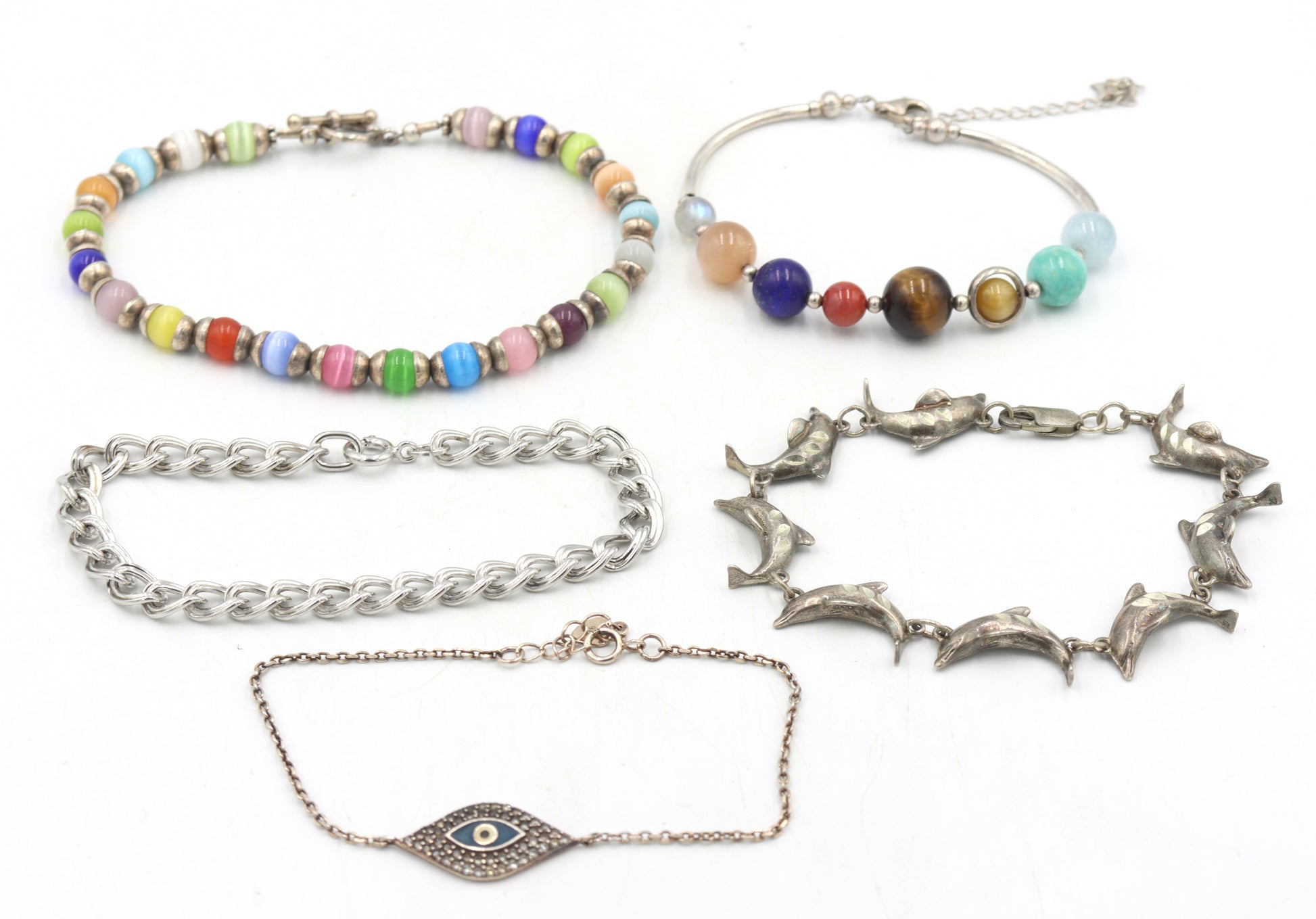 Group lot of  vintage 925 sterling silver bracelets