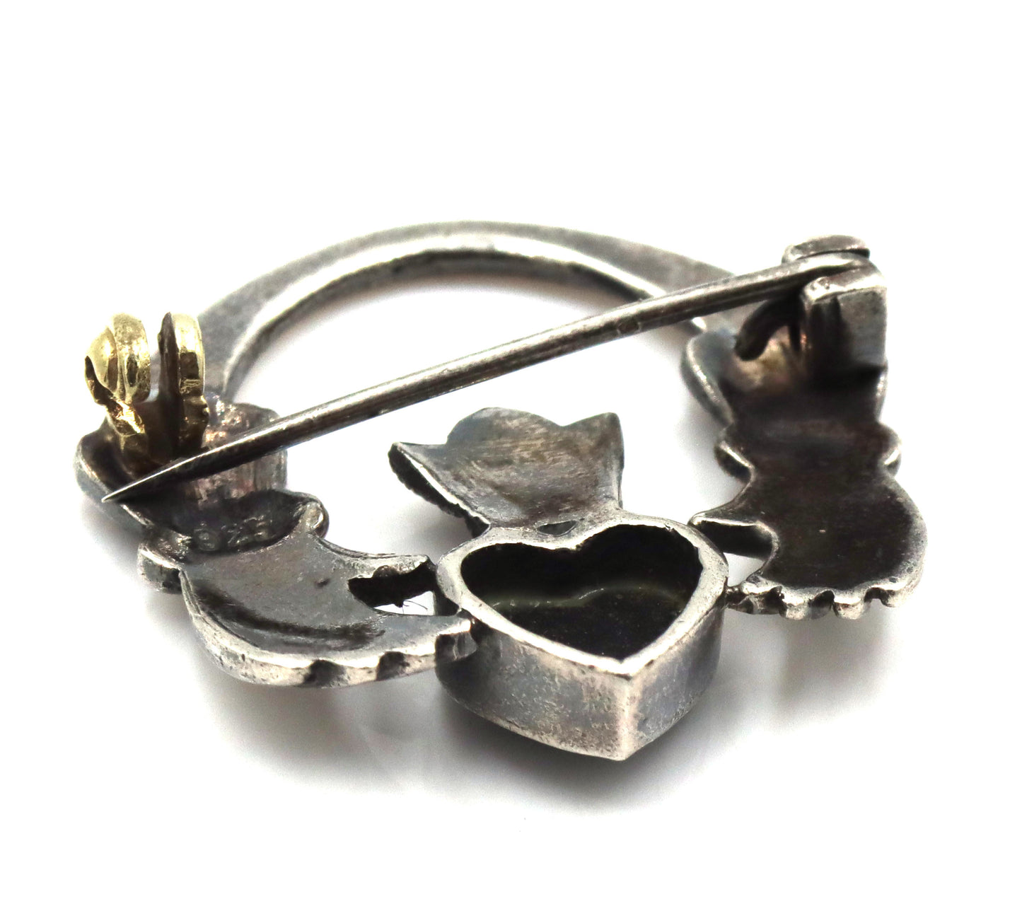 Vintage 925 sterling silver lot of 2 Marcasite brooches