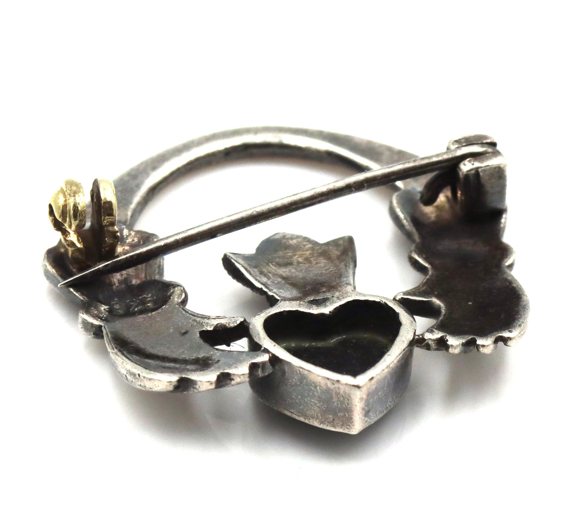 Vintage 925 sterling silver lot of 2 Marcasite brooches