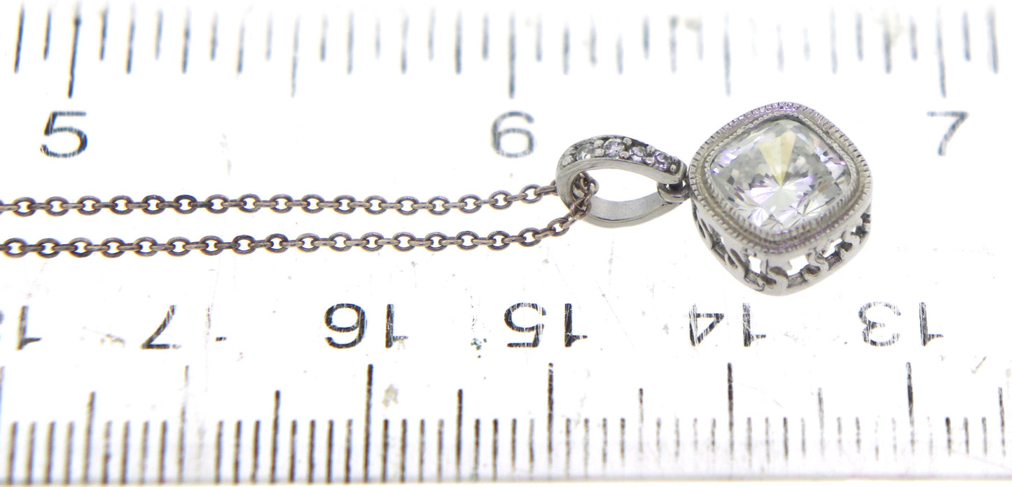 Sterling Silver Cubic Zirconia Pendant on Chain