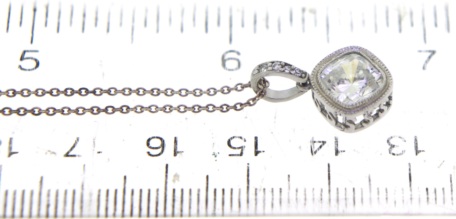 Sterling Silver Cubic Zirconia Pendant on Chain