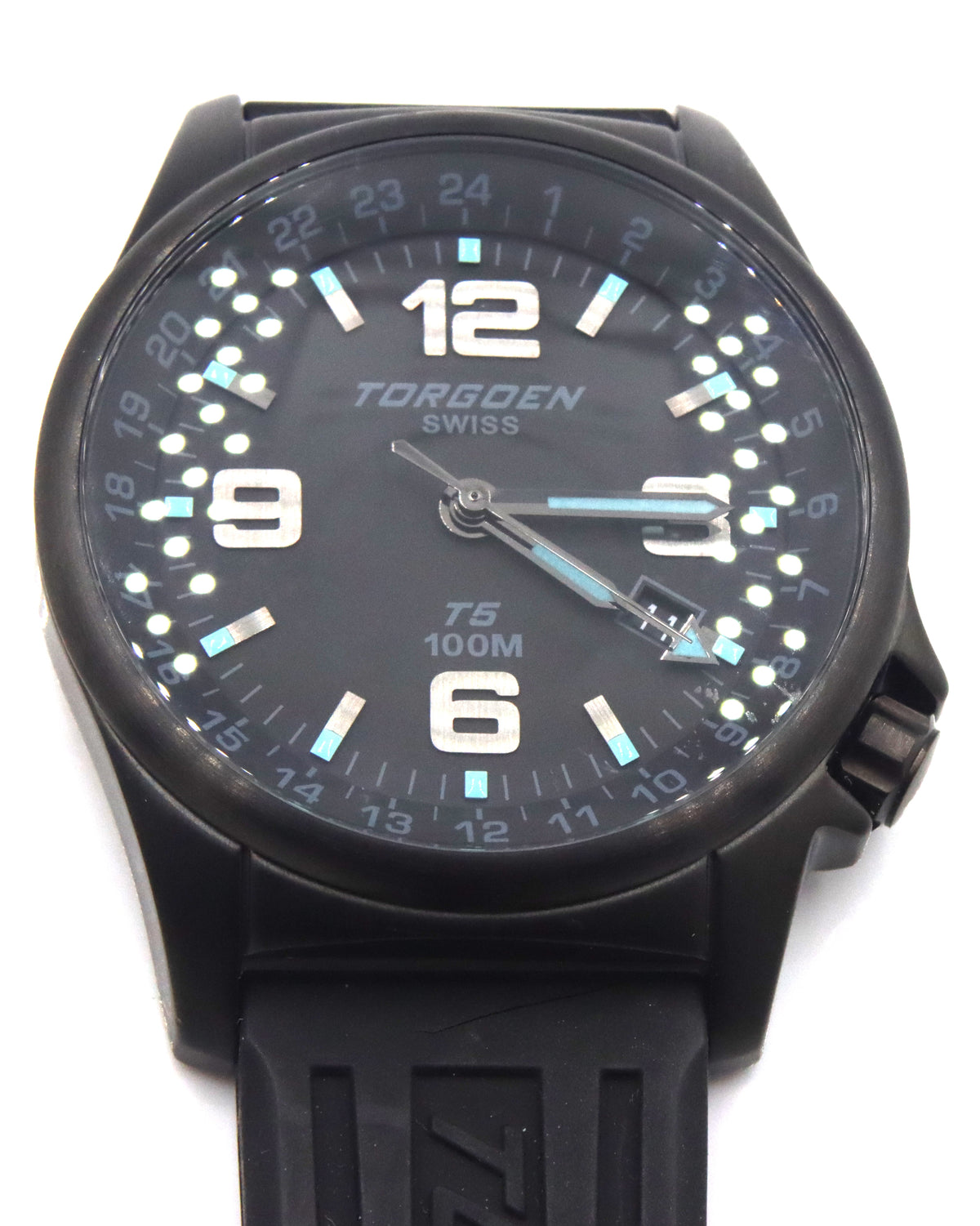 Torgoen T5 pilot black dial watch