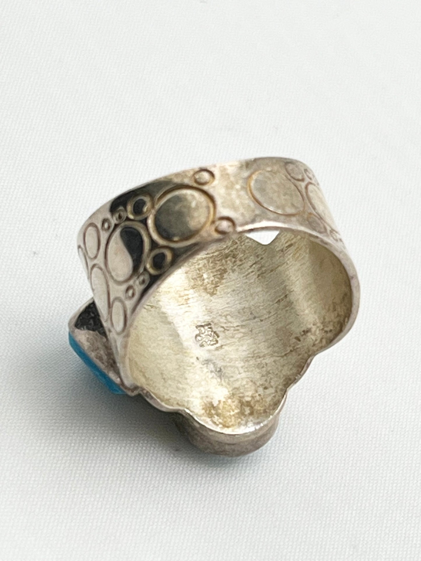 925 Sterling Silver DRT Jay King Geometric Theme Turquoise Ring