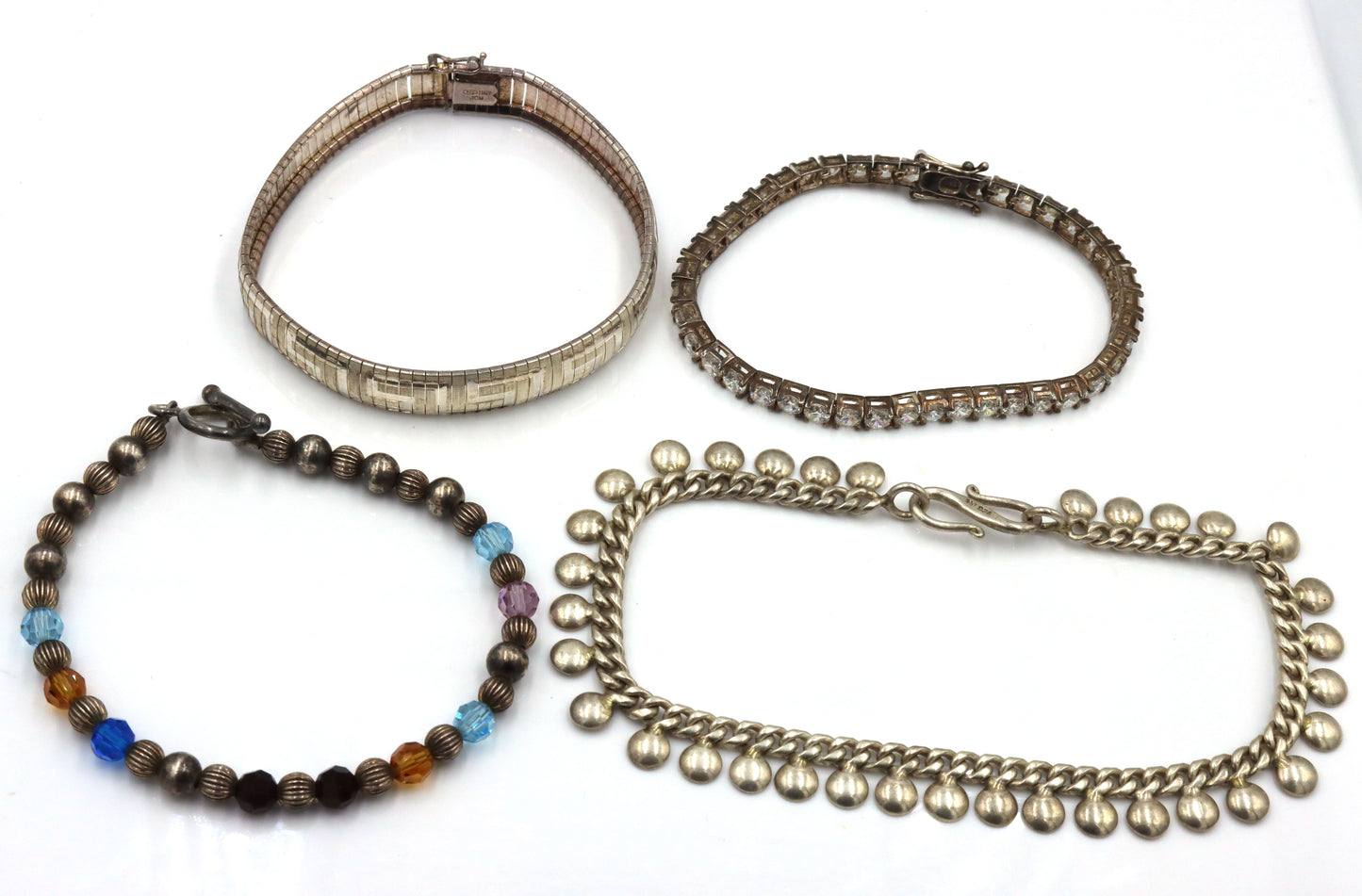 Group lot of 4 Vintage 925 sterling silver bracelets