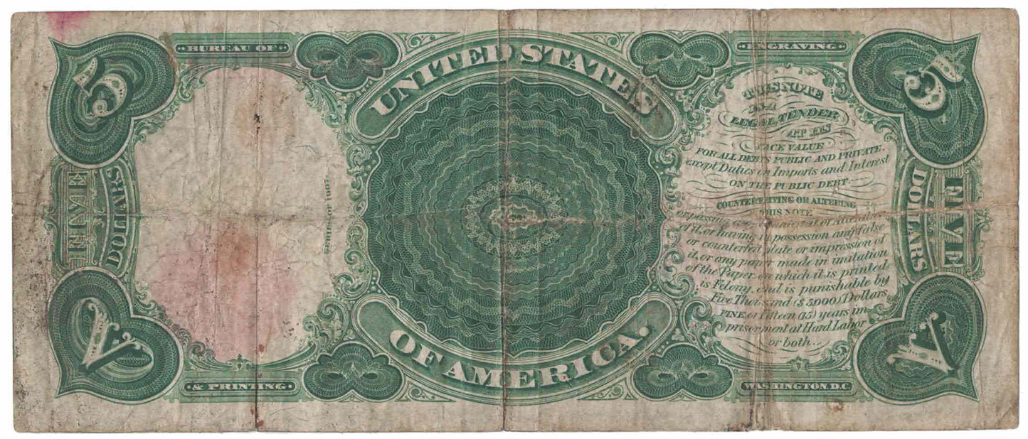 1907 Large Size $5 Series of Woodchopper US Note