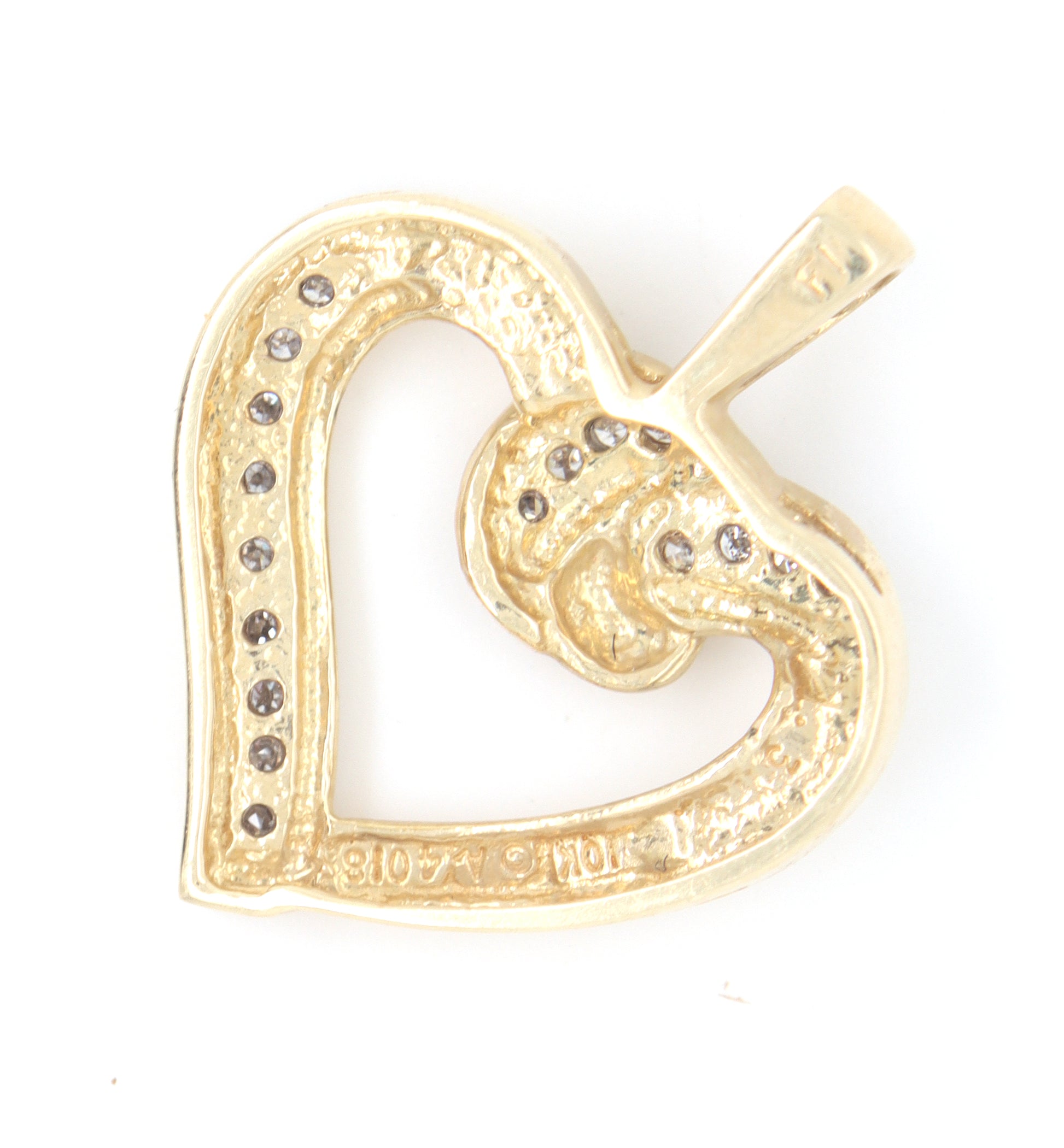 10kt Yellow gold heart shaped diamond pendant