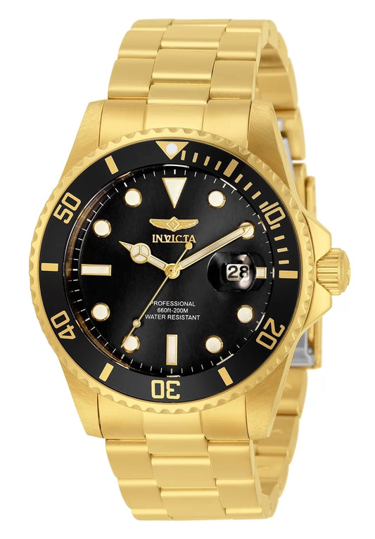 Invicta Men's 33271 Pro Diver Quartz 3 Hand Black Dial Watch