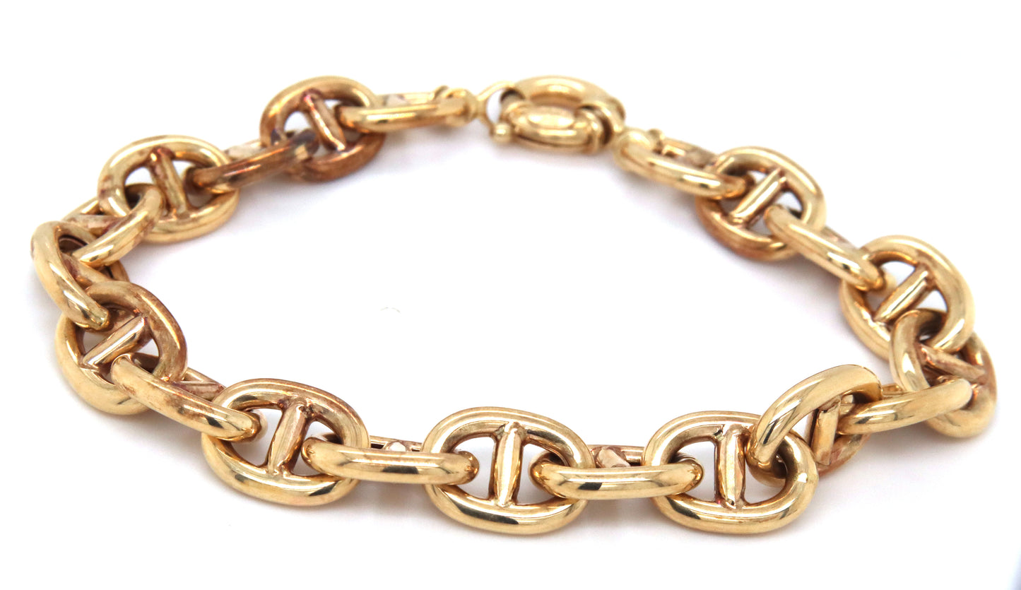 Italian 14kt Yellow gold Mariner link chain bracelet