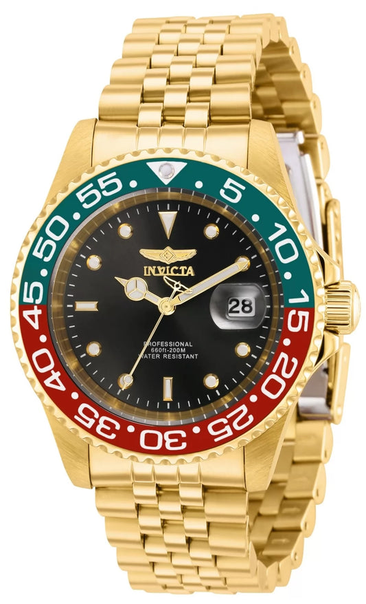 Invicta Men's 36041 Pro Diver Quartz 3 Hand Black Dial Watch