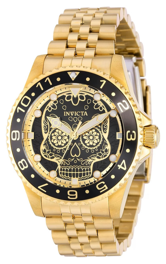 Invicta Men's 36860 Pro Diver Quartz PC21 Gold, Black Dial Watch