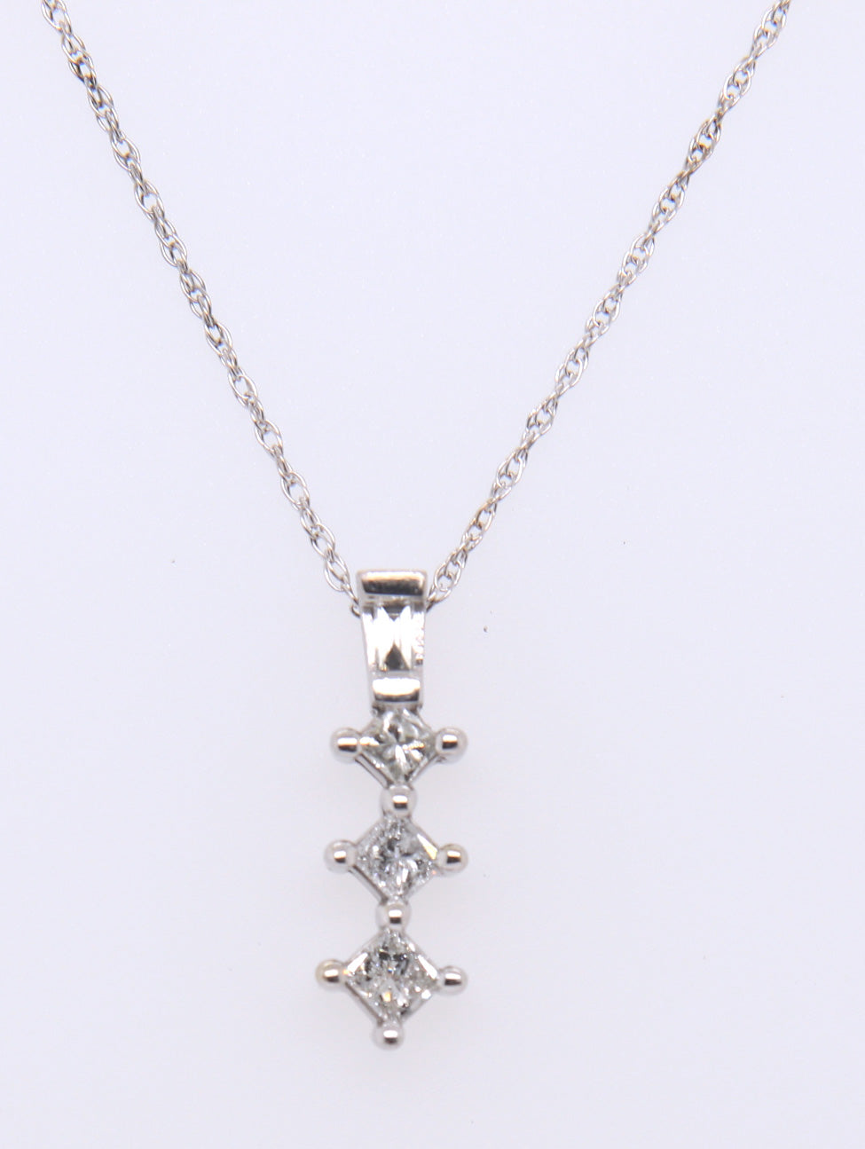 10kt White Gold Diamond Journey Pendant on Chain