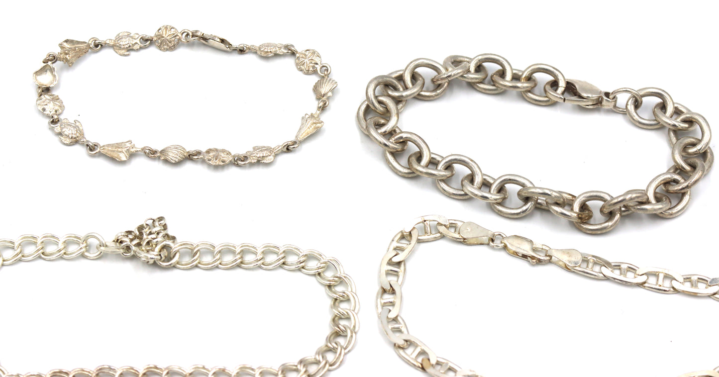 Group lot of 4 vintage 925 sterling silver bracelets