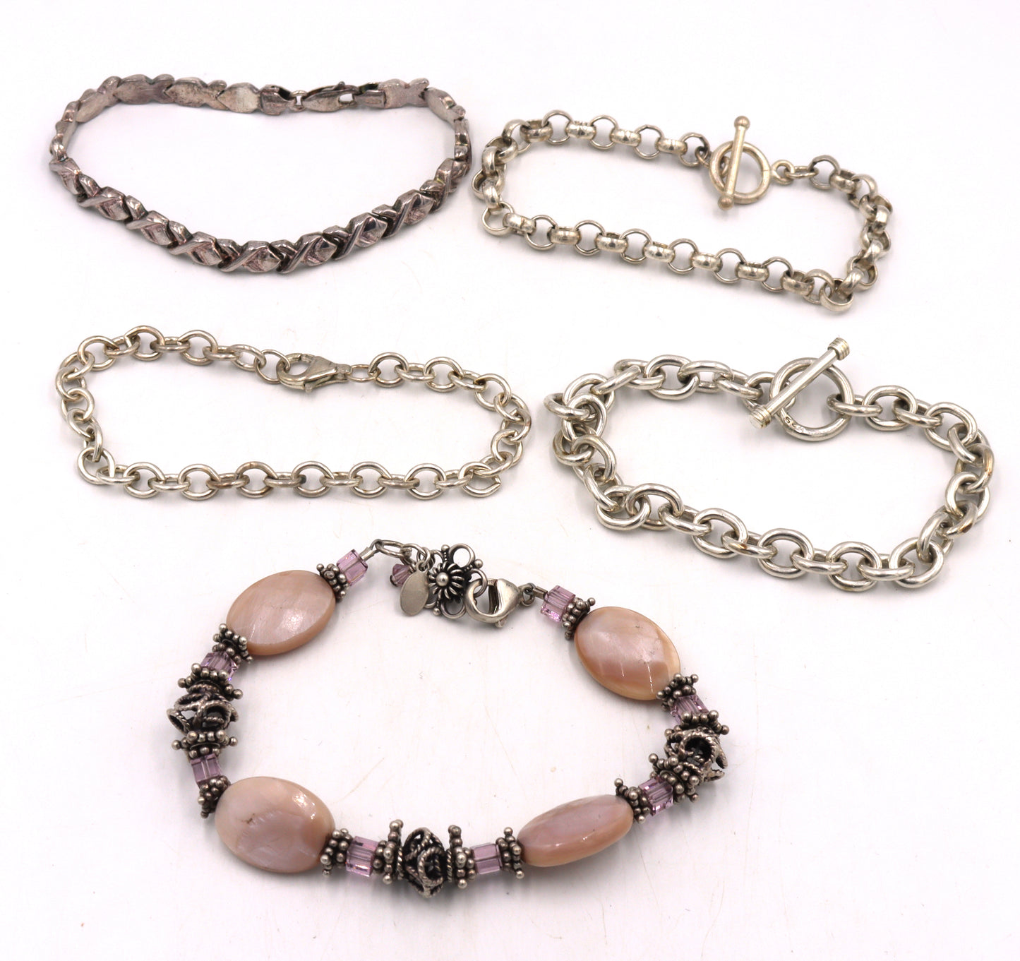 Vintage 925 sterling silver group lot of 5 bracelets
