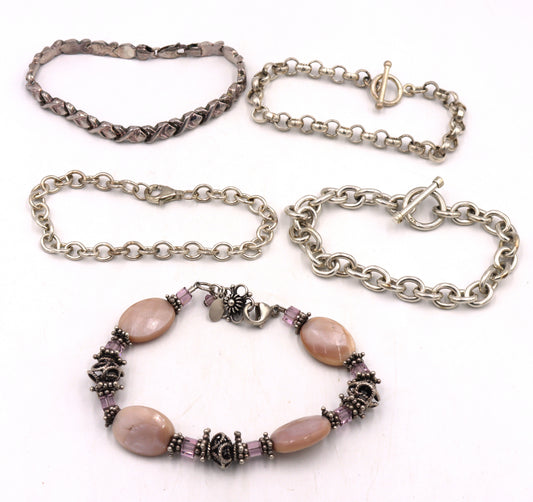 Vintage 925 sterling silver group lot of 5 bracelets