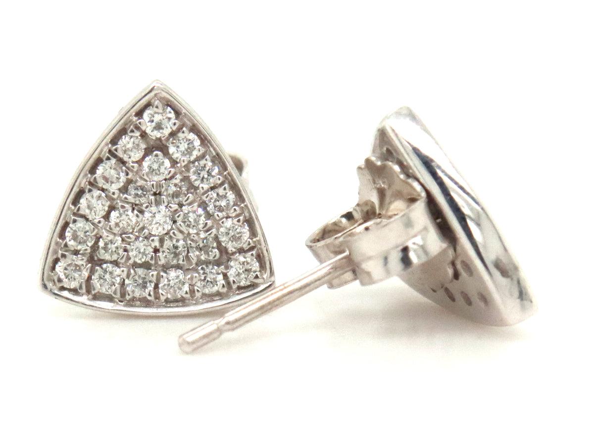 14kt White gold Trillion diamond pave stud