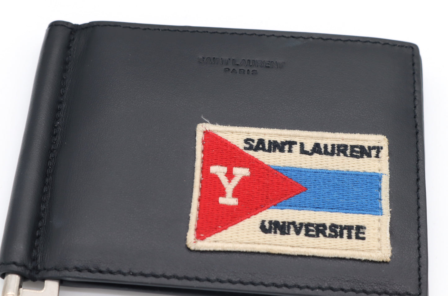 YSL University patch bill clip wallet