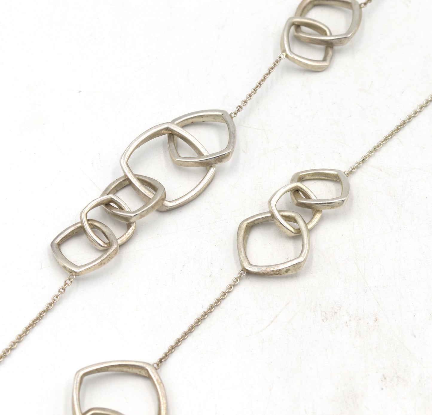 Vintage 925 sterling silver square link necklace