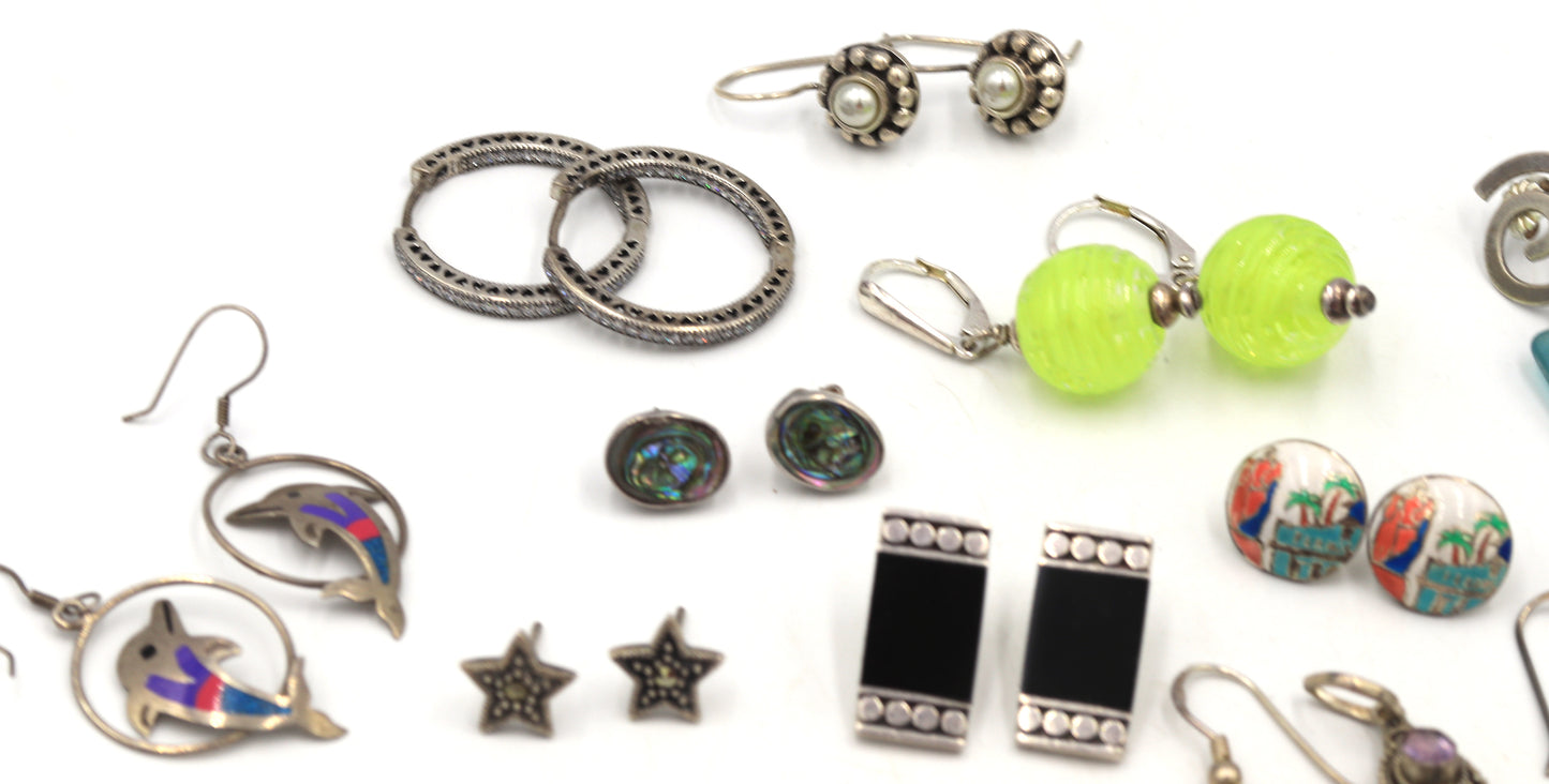 Group lot of Vintage 925 sterling silver earrings