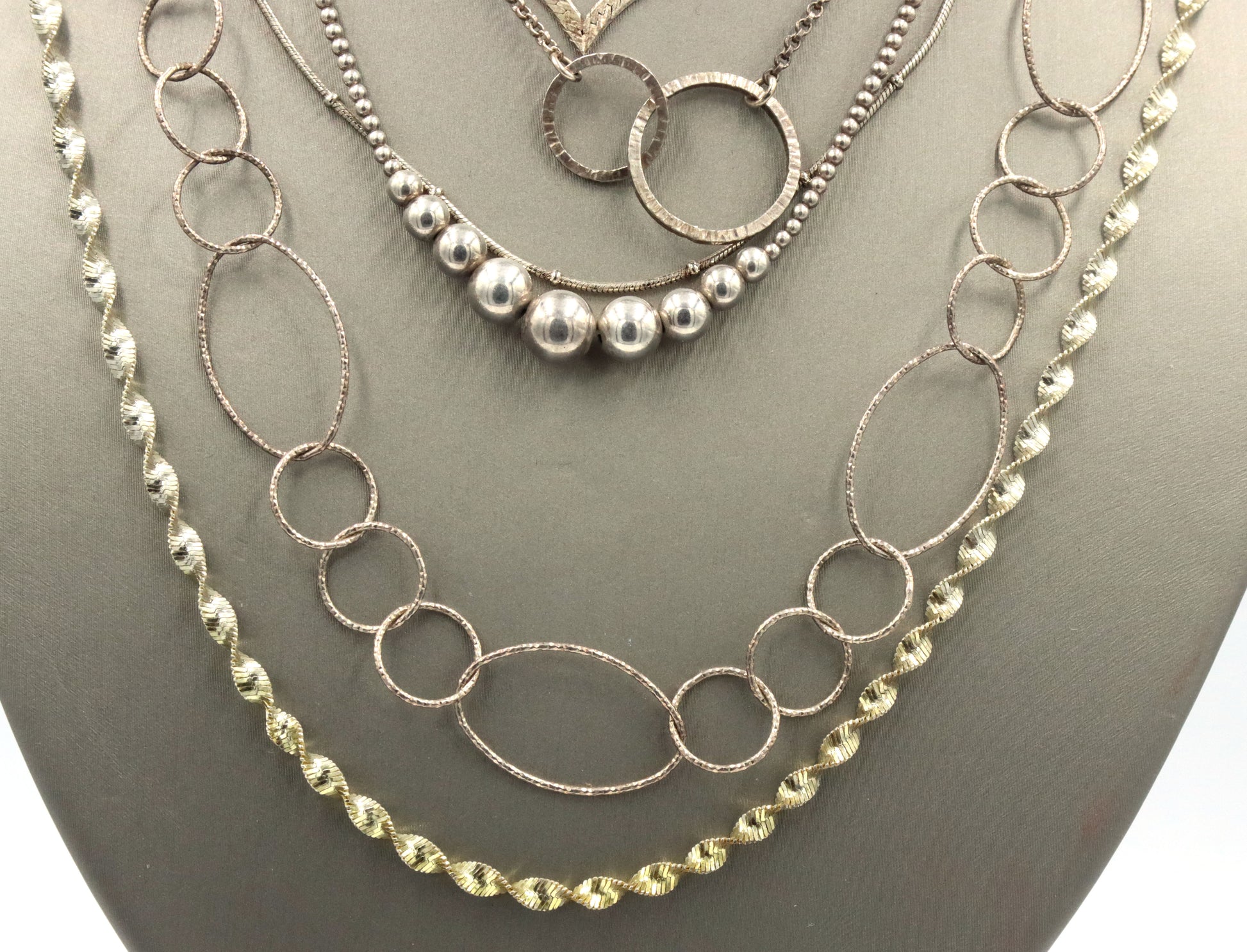 Vintage 925 sterling silver group lot of 7 chain necklaces