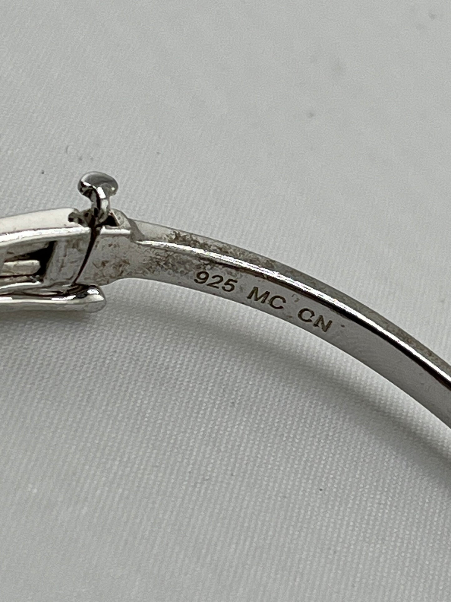 925 Sterling Silver Two Row Pave Of Black Crystal On Top Bangle