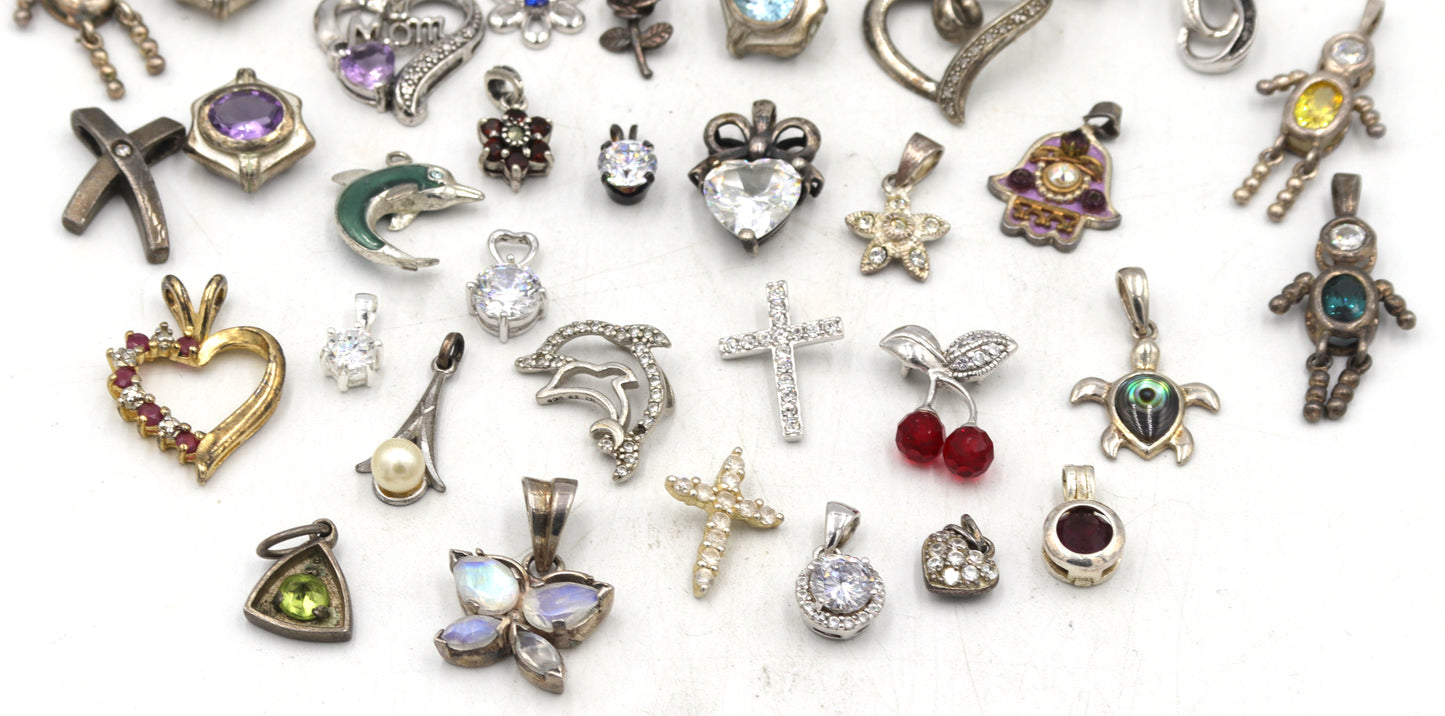 Group lot of Vintage 925 sterling silver pendants