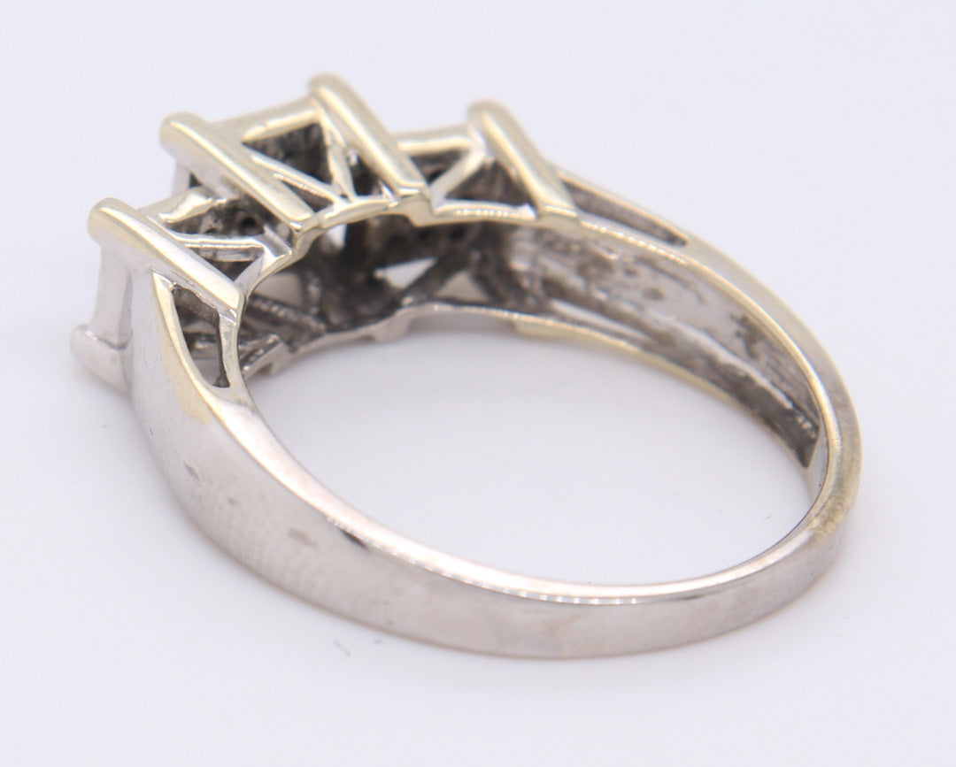 Dazzling 14KT White Gold Diamond Pave Three Setting Ring