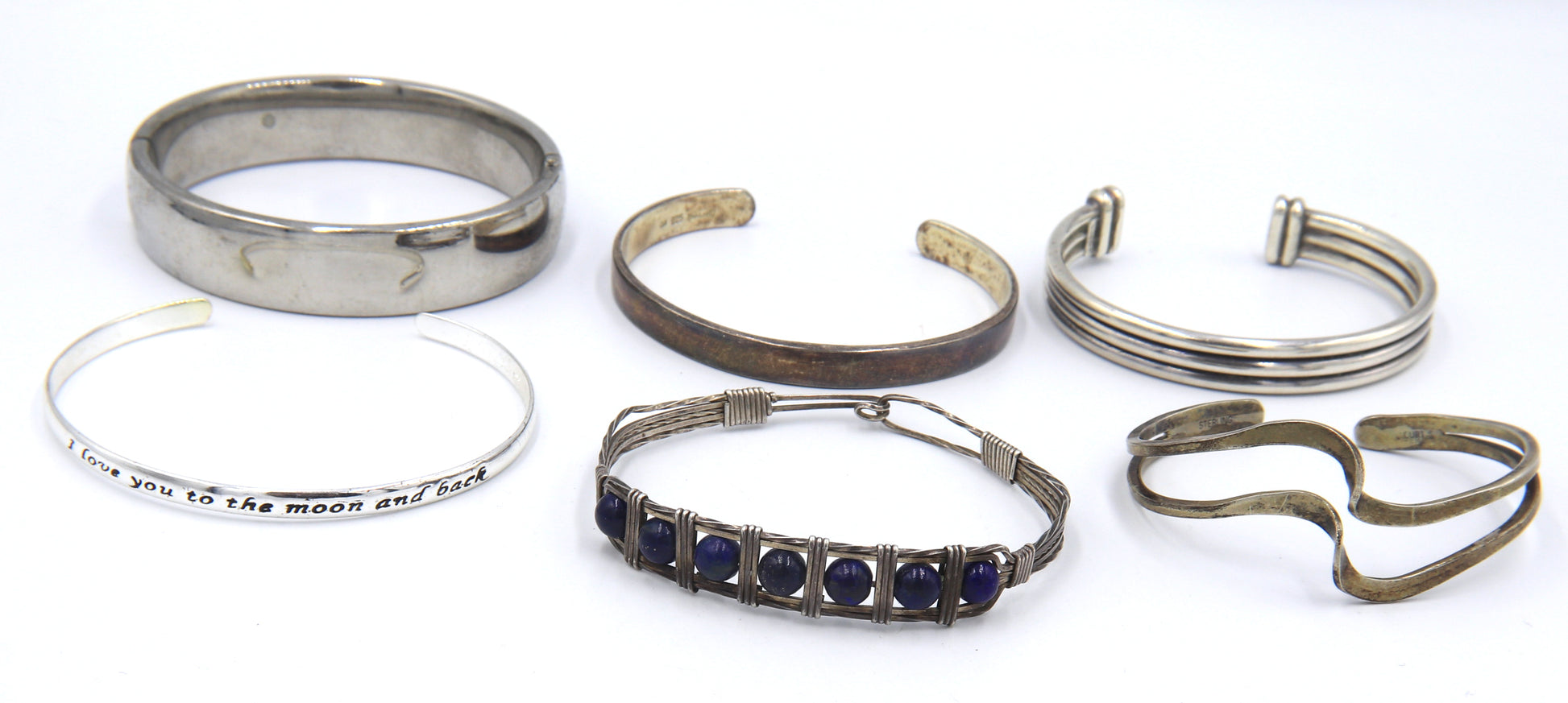 Group lot of vintage 925 sterling silver bangles