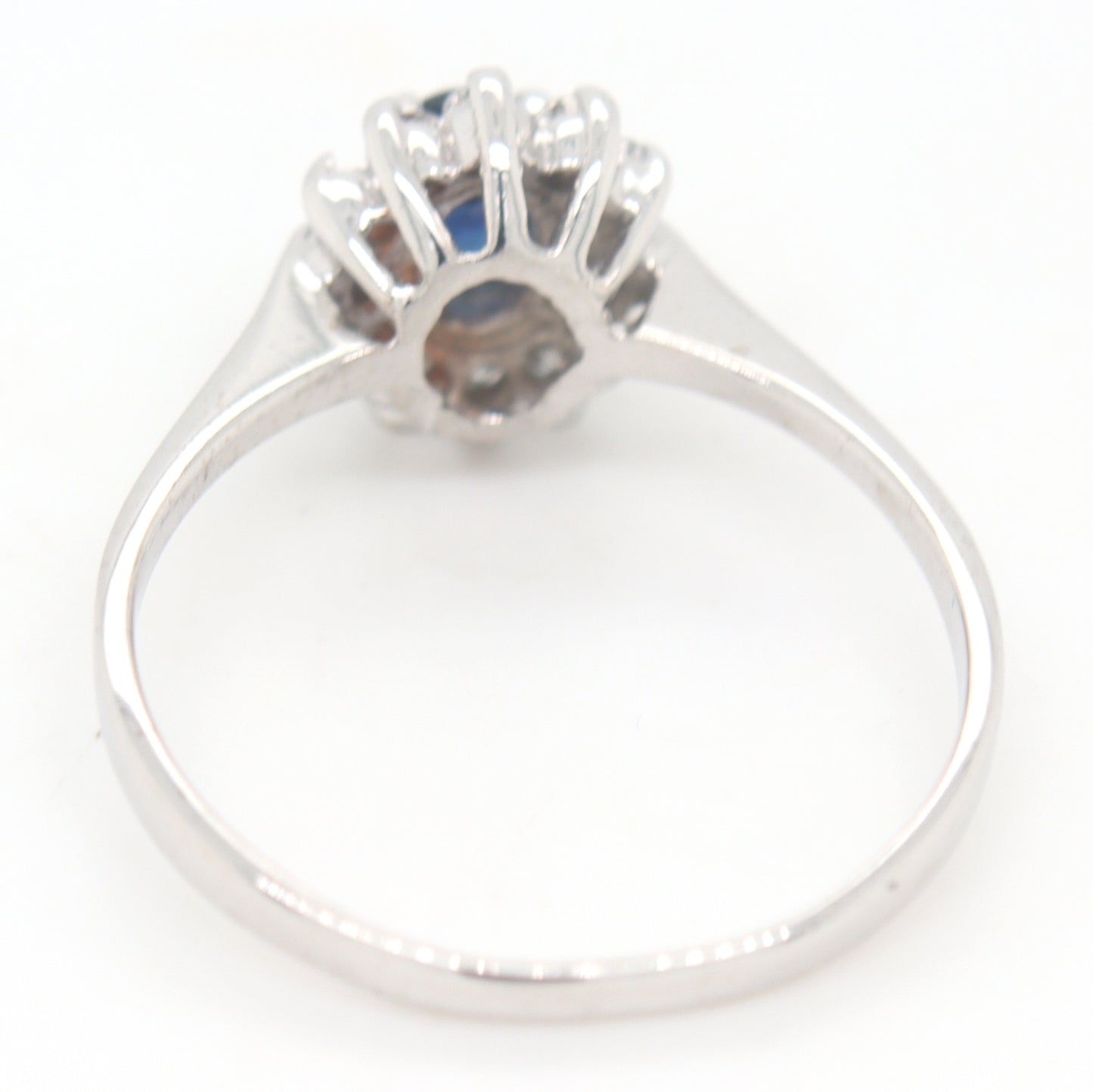 14kt White gold sapphire and diamond halo ring