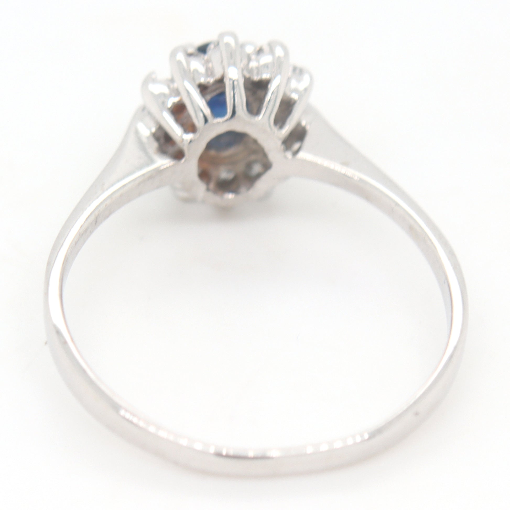 14kt White gold sapphire and diamond halo ring