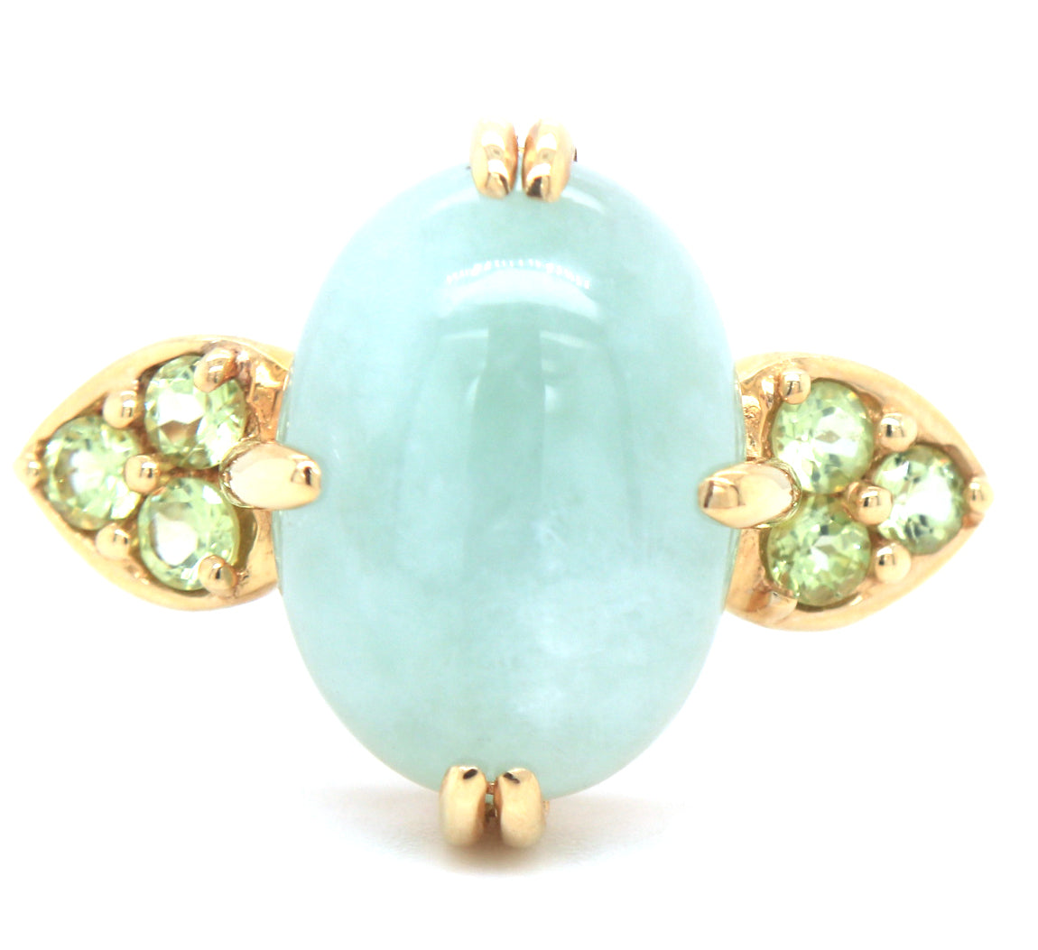 14kt Yellow gold Jade and peridot ring