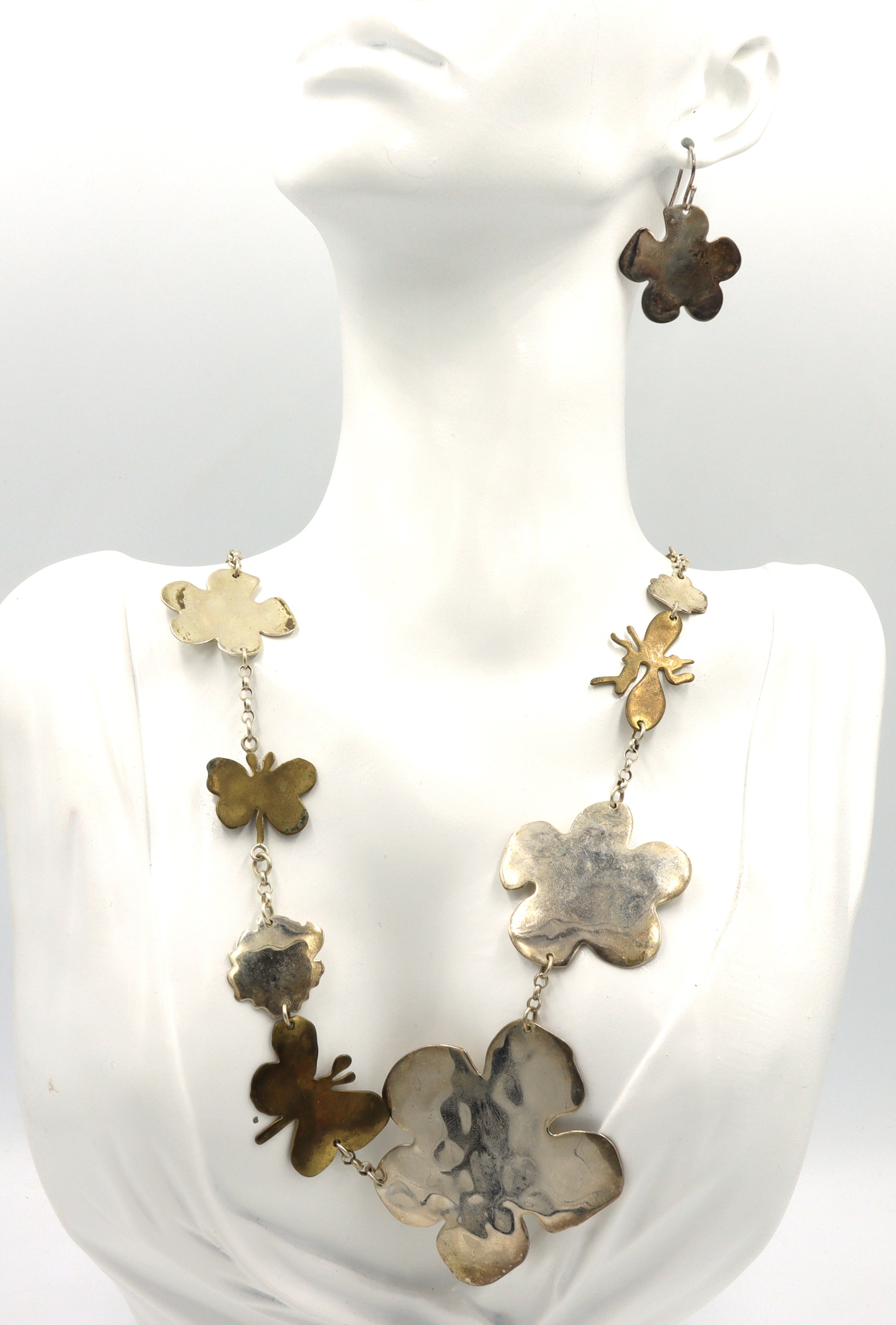 Set of Vintage 925 sterling silver necklace and dangle earrings