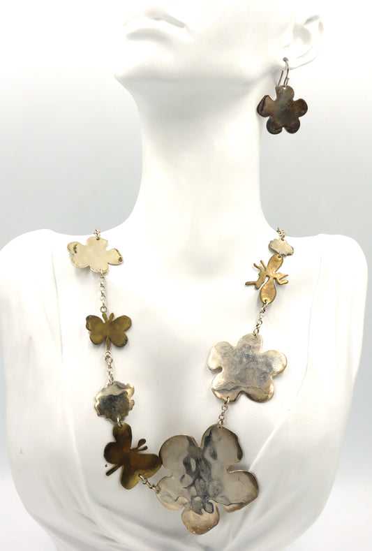 Set of Vintage 925 sterling silver necklace and dangle earrings