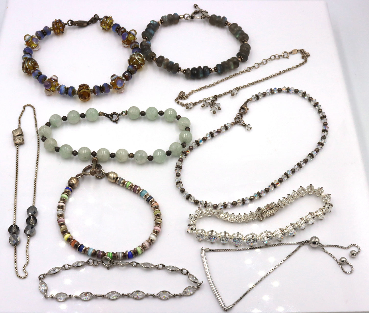 Group lot of 8 vintage 925 sterling silver bracelets