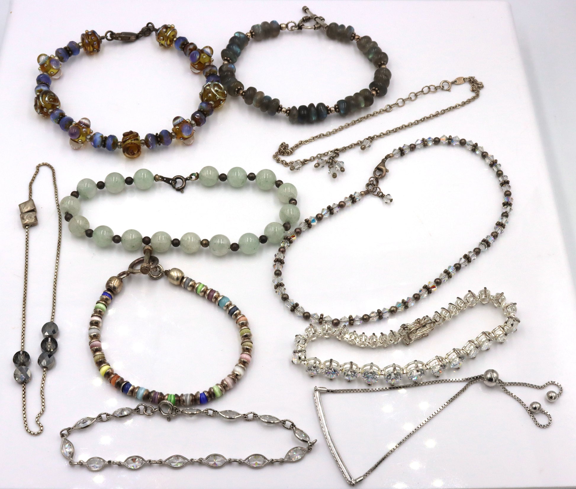 Group lot of 8 vintage 925 sterling silver bracelets