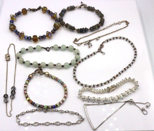Group lot of 8 vintage 925 sterling silver bracelets