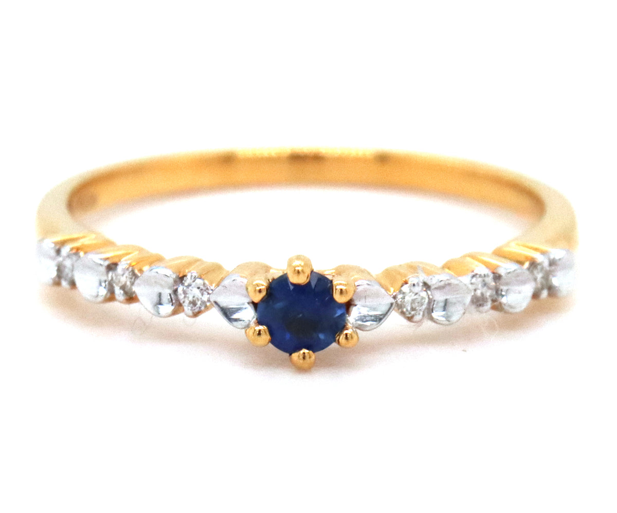 14kt Two tone gold 0.04ctw diamond and sapphire stackable band