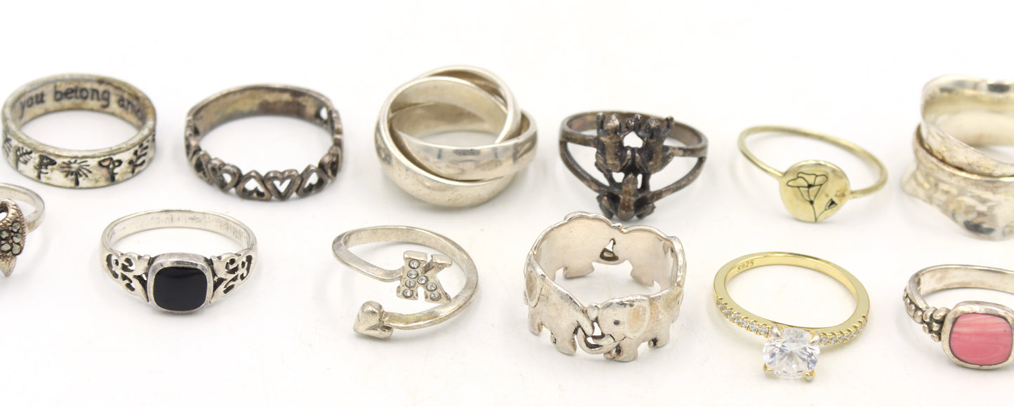 Vintage 925 sterling silver 13 rings
