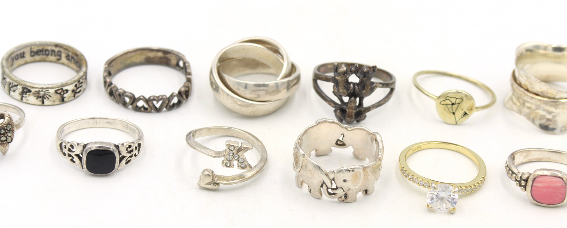 Vintage 925 sterling silver 13 rings