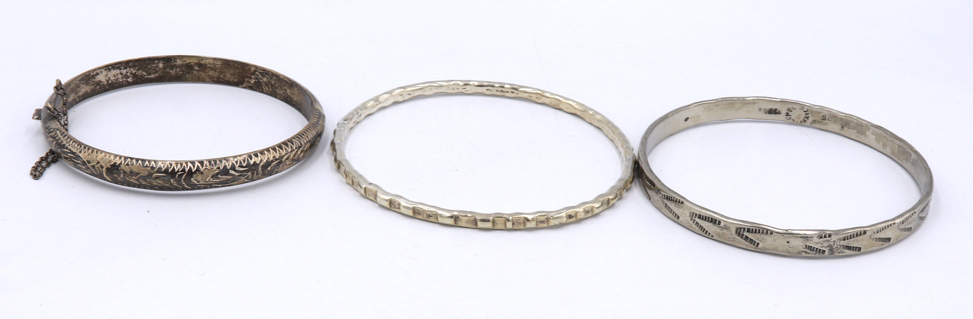 Group lot of 3 vintage 925 sterling silver bangles
