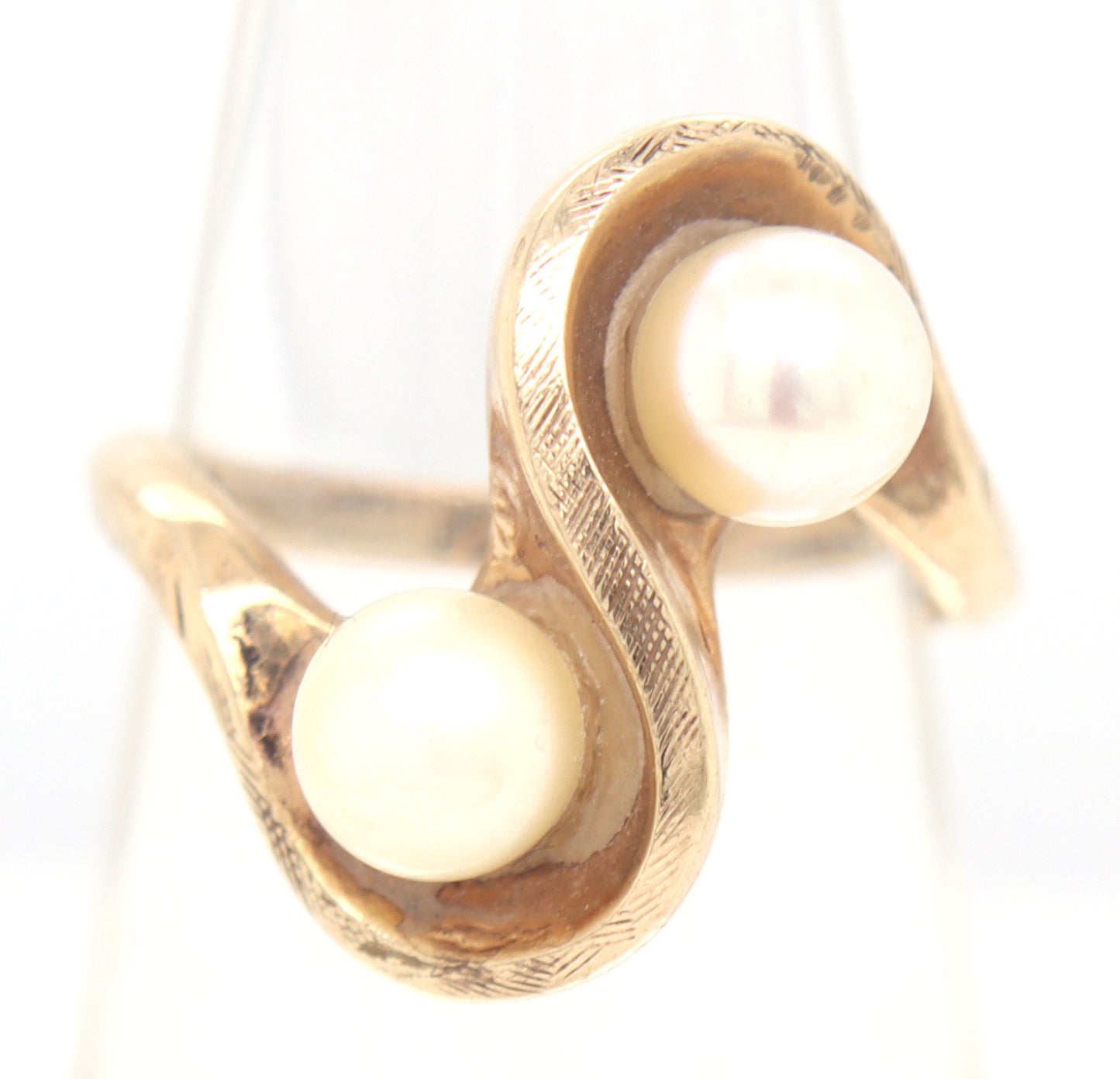 10kt Yellow gold double pearl ring