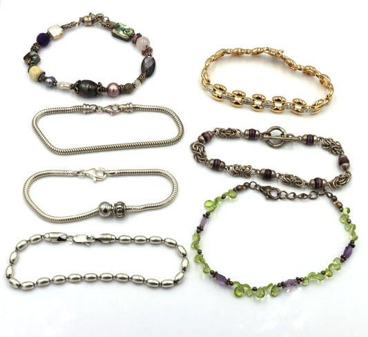 Vintage 925 sterling silver group lot of 7 bracelets