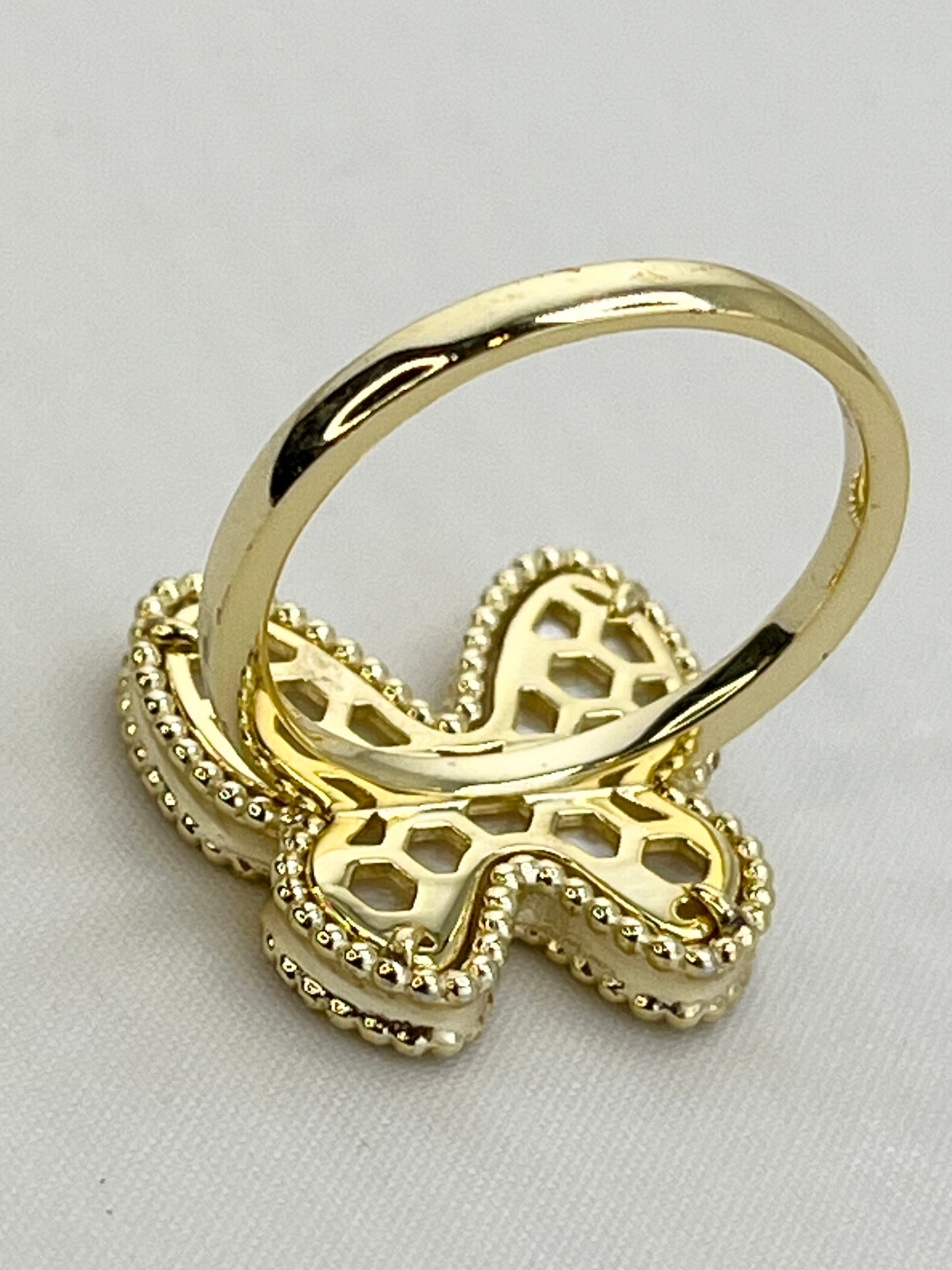 925 Sterling Silver Mother Of Pearl Butterfly Ring