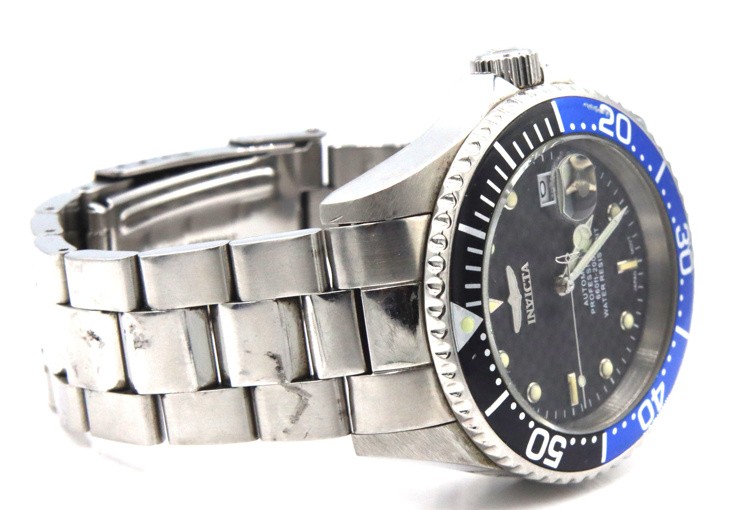 Invicta automatic blue bezel watch