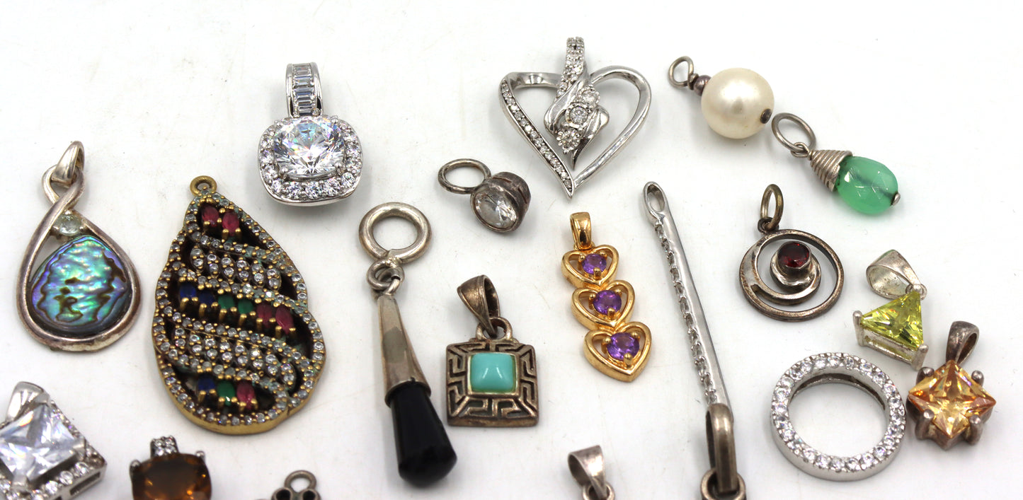 Group lot of Vintage 925 sterling silver pendants