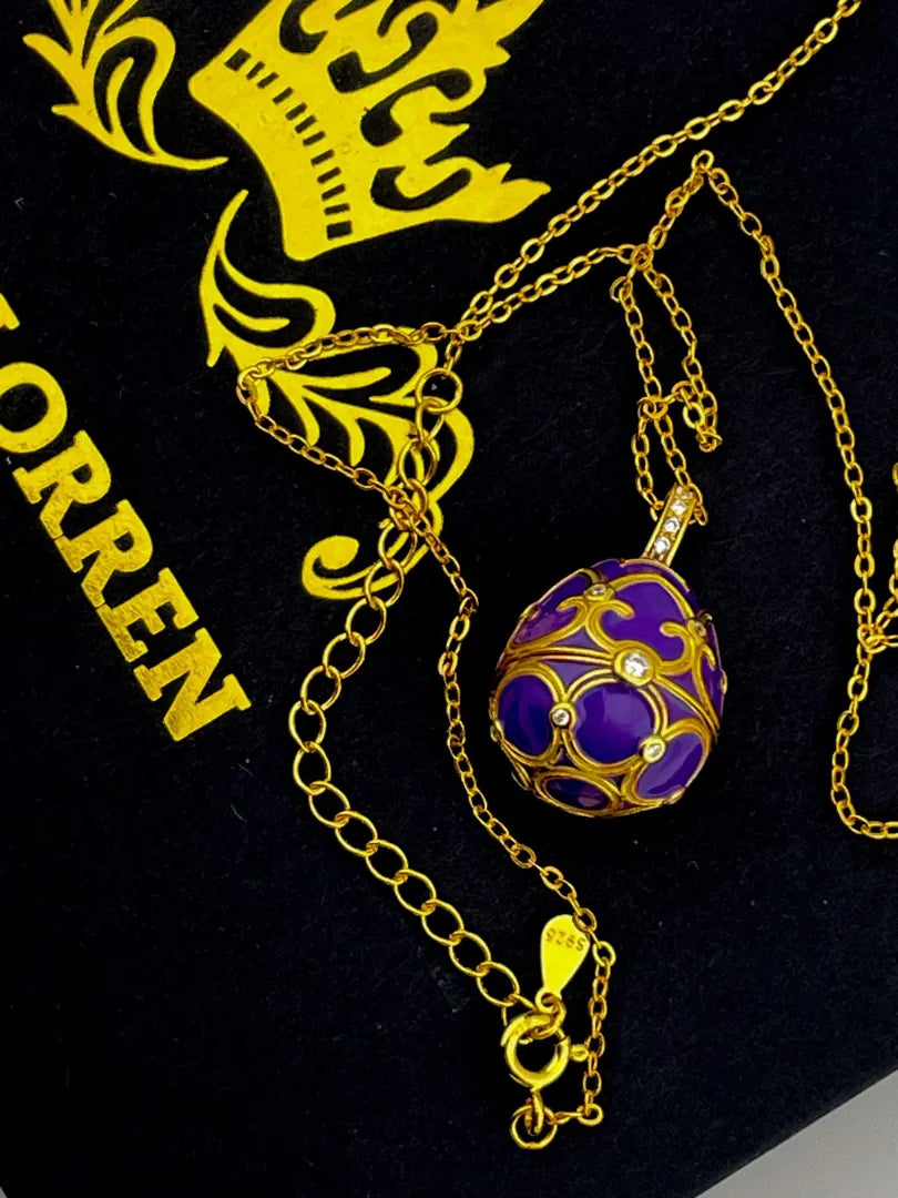 Exquisite Egg-Shaped Necklace and Bracelet Set – Amethyst Accents, 18K Gold Vermeil
